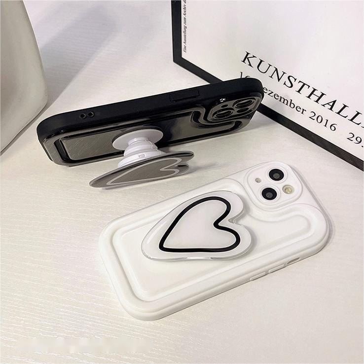 Cute Heart Stand Matching iPhone Case