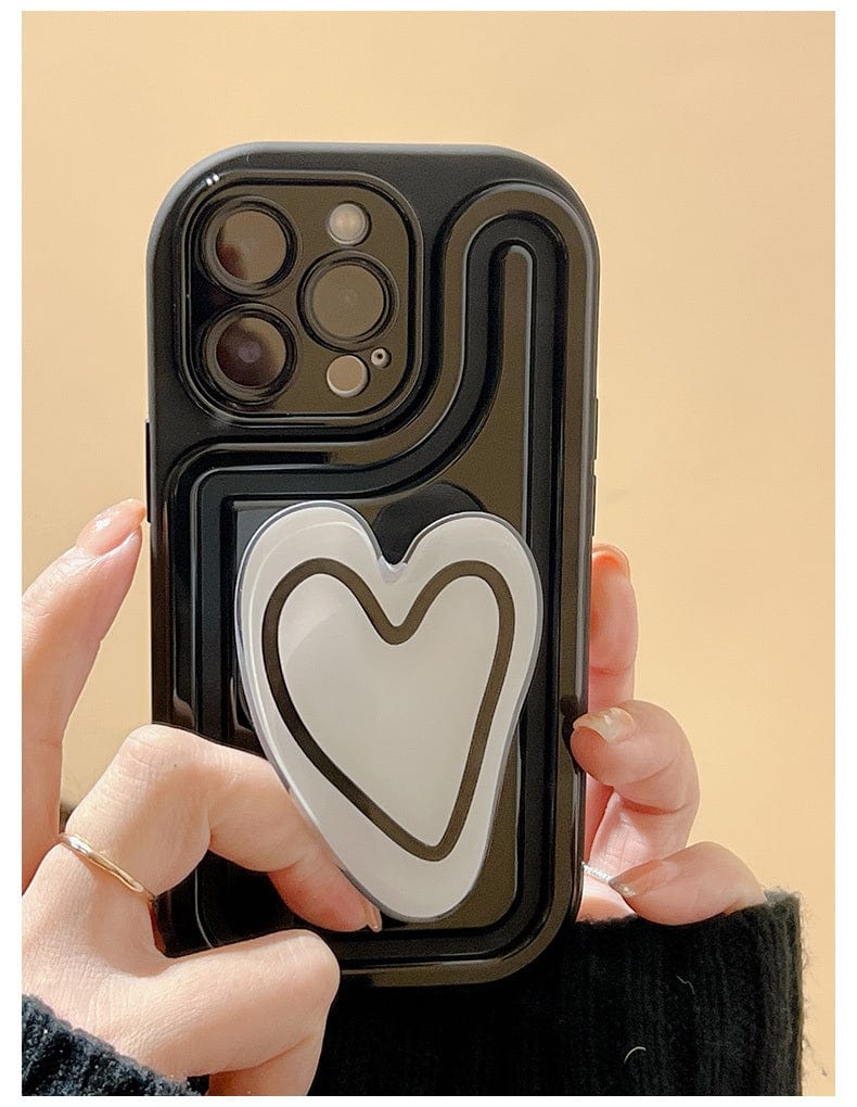 Cute Heart Stand Matching iPhone Case