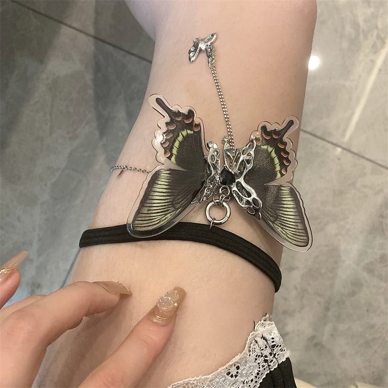 Black Layered Butterfly Elastic Thigh Leg Chain