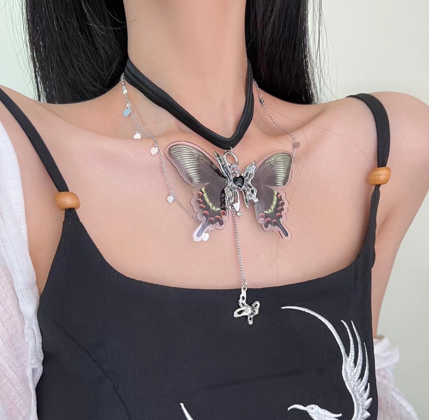 Black Layered Butterfly Elastic Thigh Leg Chain