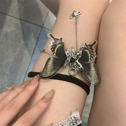 Black Layered Butterfly Elastic Thigh Leg Chain