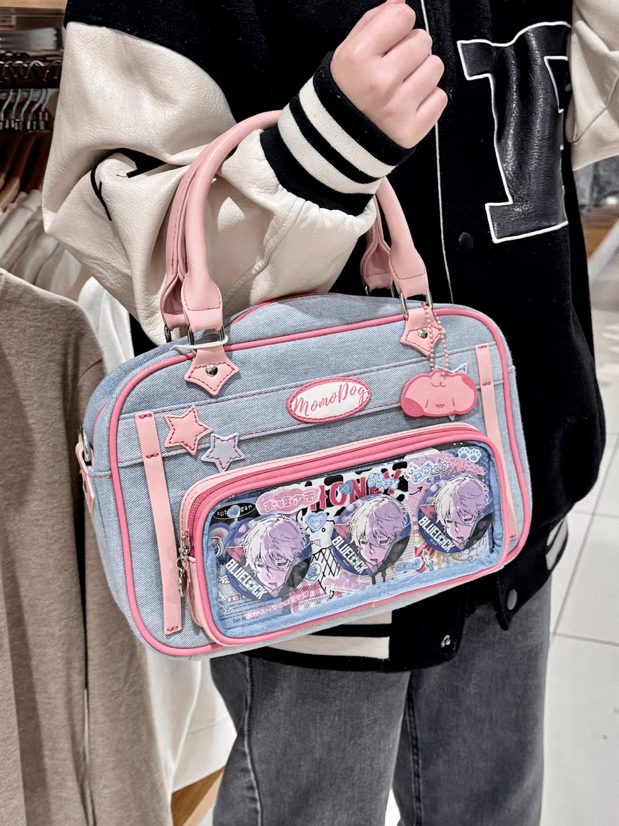 Sac à bandoulière en jean Kawaii Star