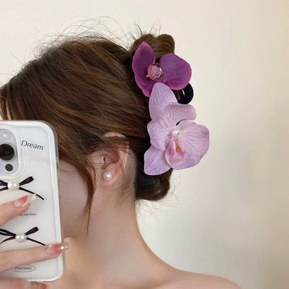 Haarspange mit Blumen-Klammer in Lila