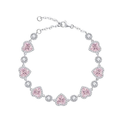 Bracelet coeur en cristal rose tendance et chic