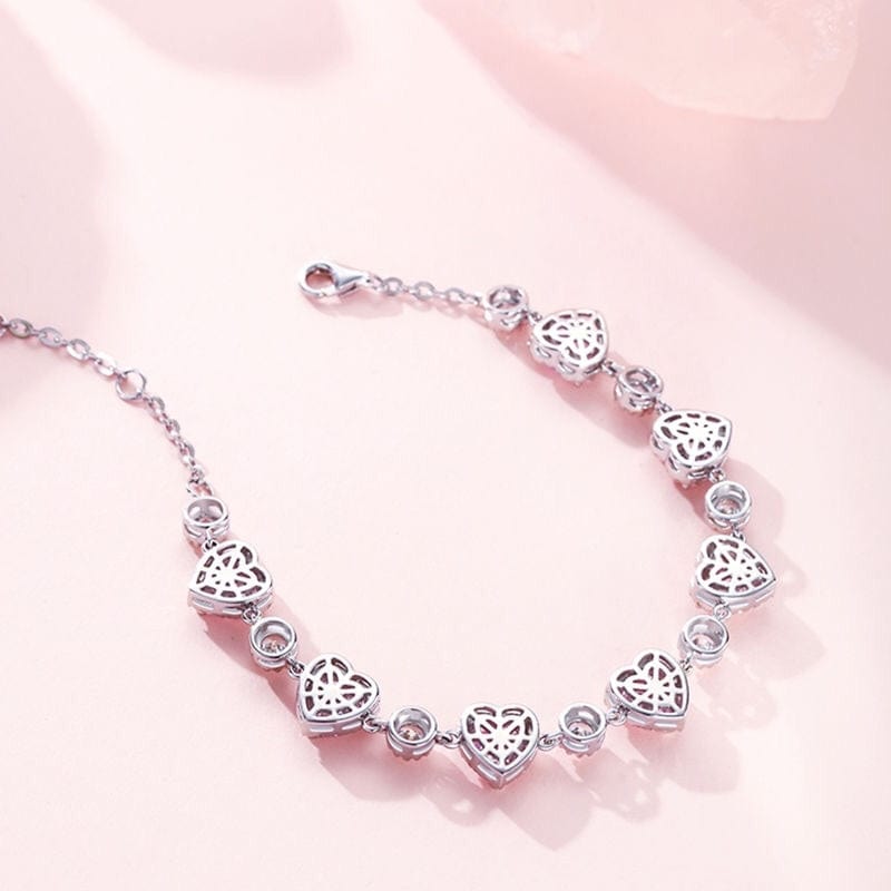 Bracelet coeur en cristal rose tendance et chic