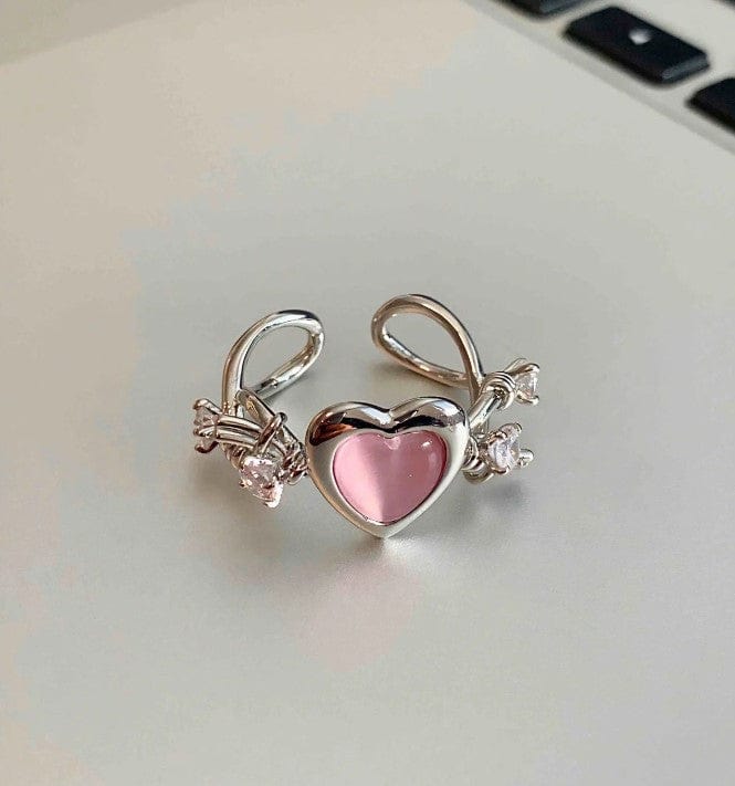 Bague coeur chic en opale rose