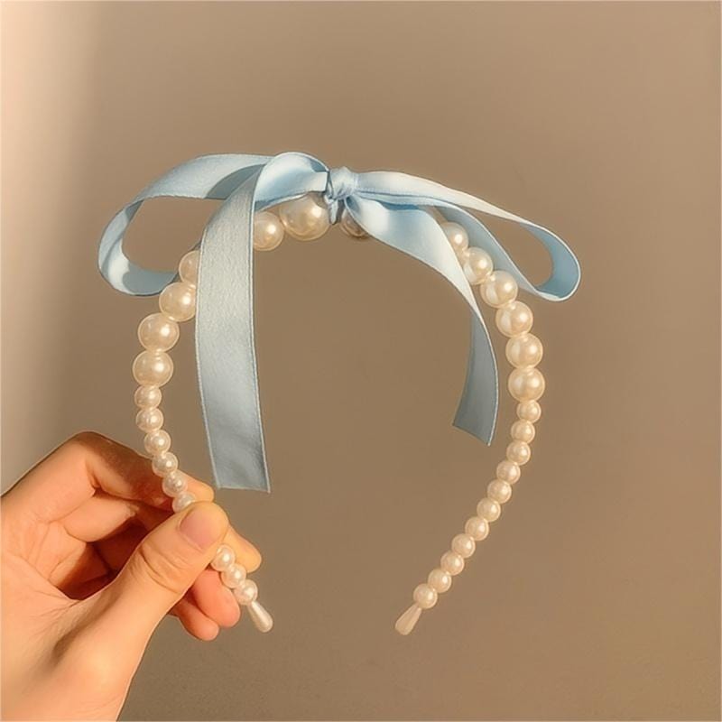 Sweet Ribbon Pearl Hair Band