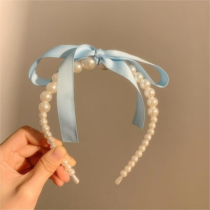 Sweet Ribbon Pearl Hair Band