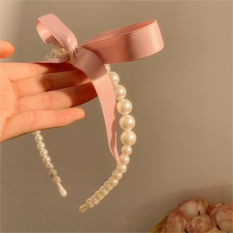 Sweet Ribbon Pearl Hair Band