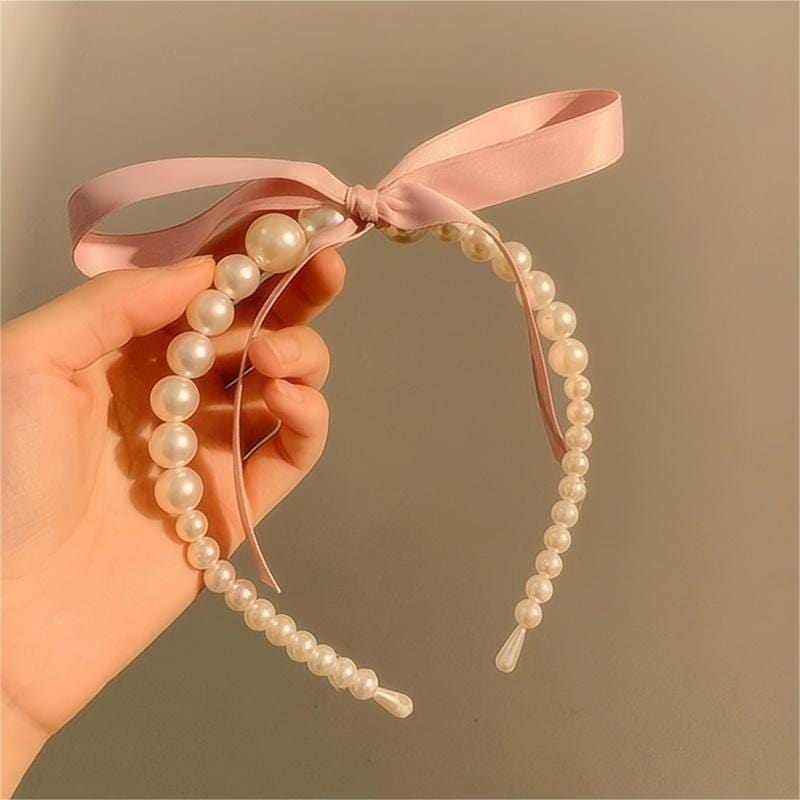 Sweet Ribbon Pearl Hair Band