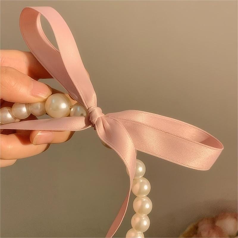 Sweet Ribbon Pearl Hair Band