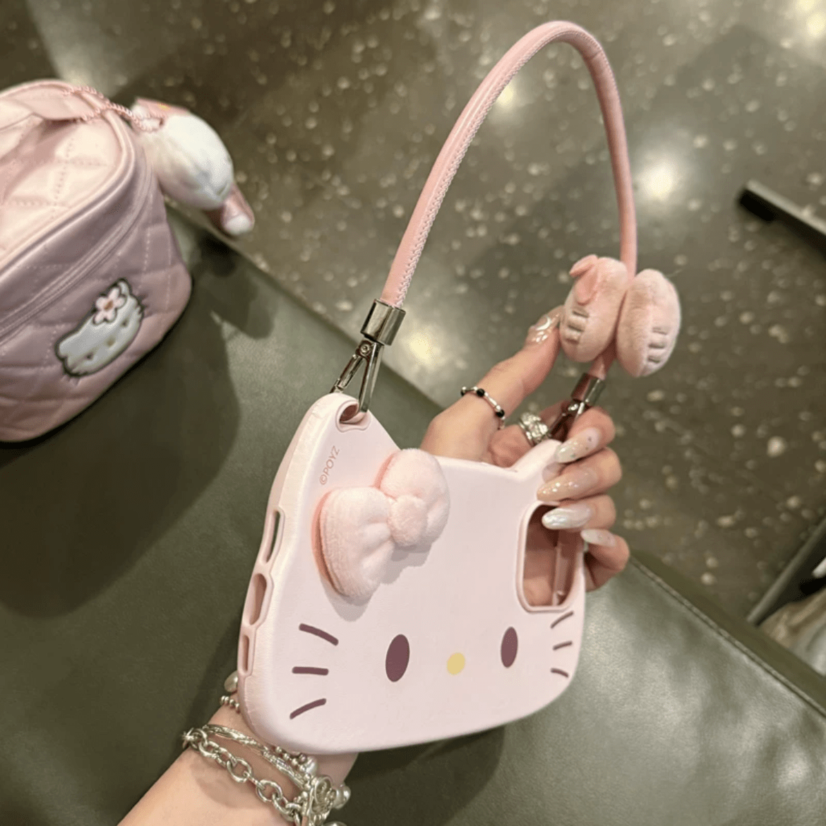 Kitty Plush Bowknot Handbag iPhone Case