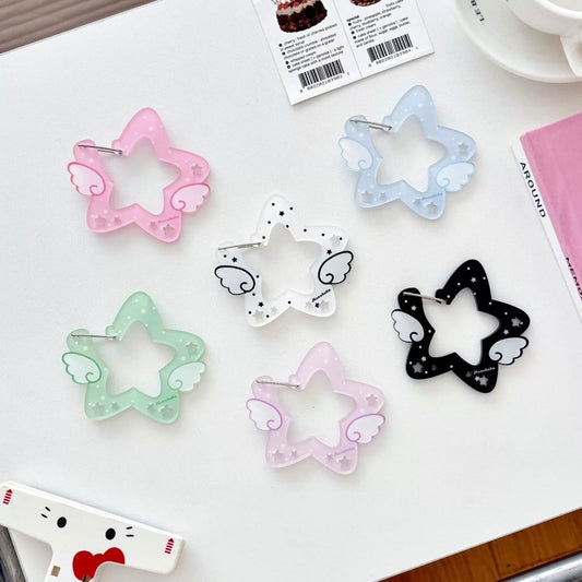 Chic Acrylic Star Angel Keychain Carabiner Kpop Wing