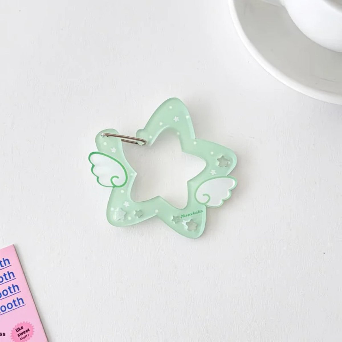 Chic Acrylic Star Angel Keychain Carabiner Kpop Wing