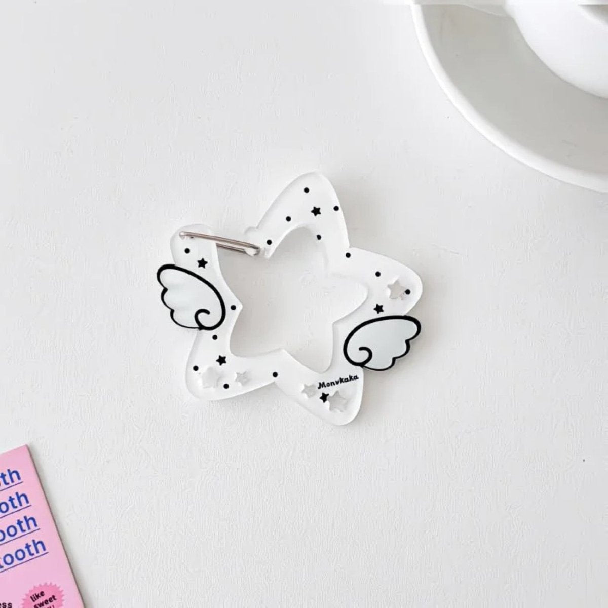 Chic Acrylic Star Angel Keychain Carabiner Kpop Wing