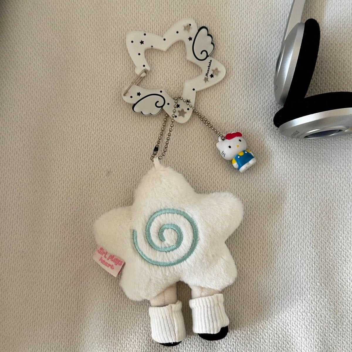 Chic Acrylic Star Angel Keychain Carabiner Kpop Wing