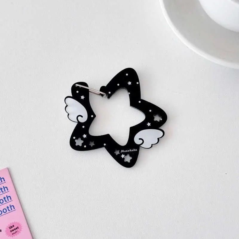 Chic Acrylic Star Angel Keychain Carabiner Kpop Wing
