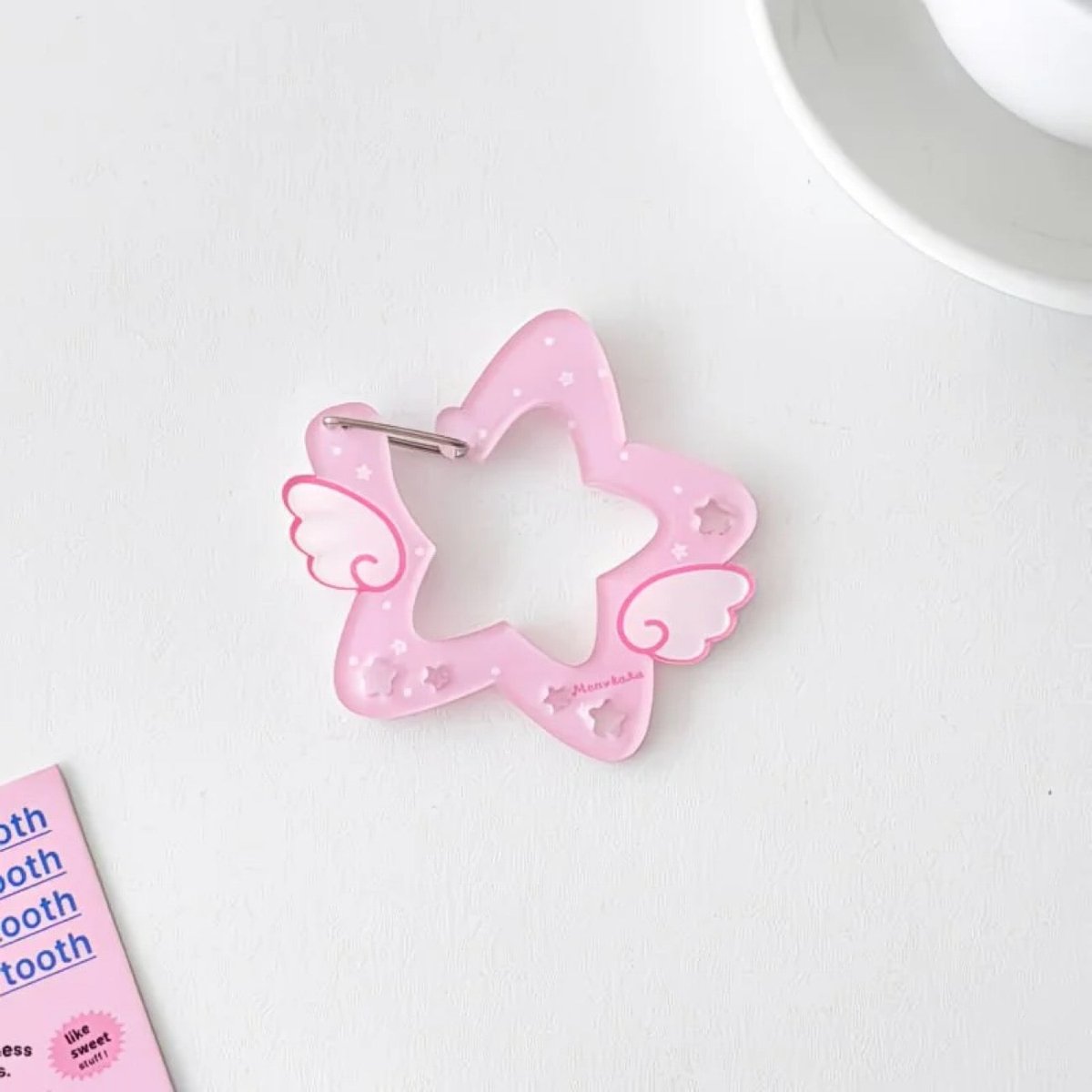 Chic Acrylic Star Angel Keychain Carabiner Kpop Wing