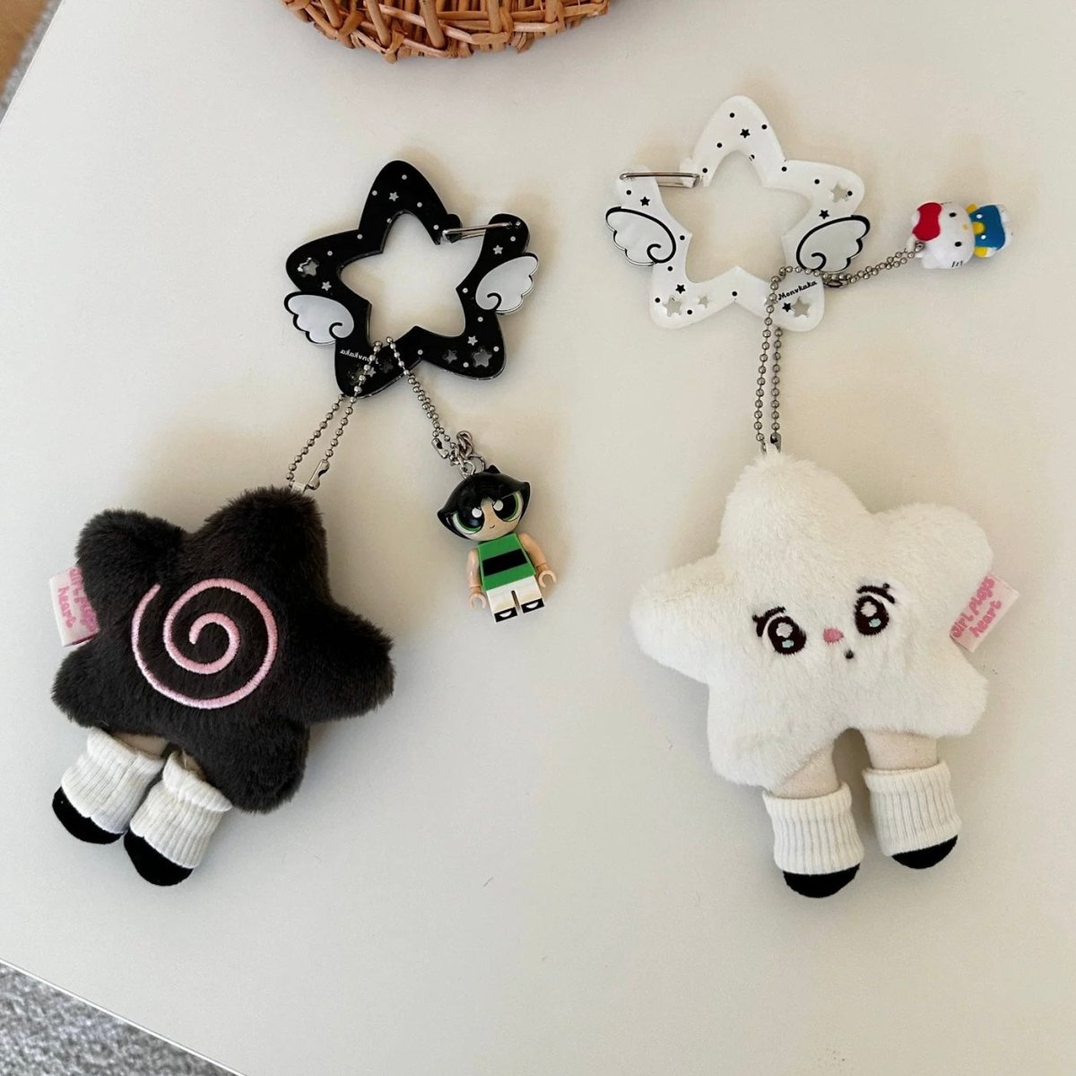 Chic Acrylic Star Angel Keychain Carabiner Kpop Wing