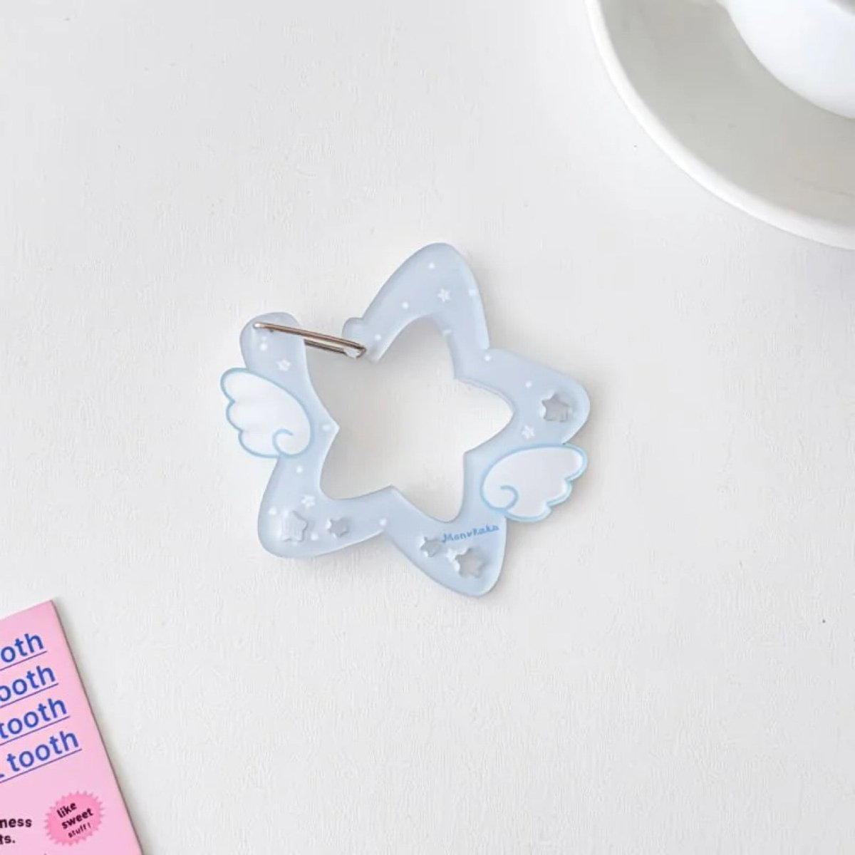 Chic Acrylic Star Angel Keychain Carabiner Kpop Wing
