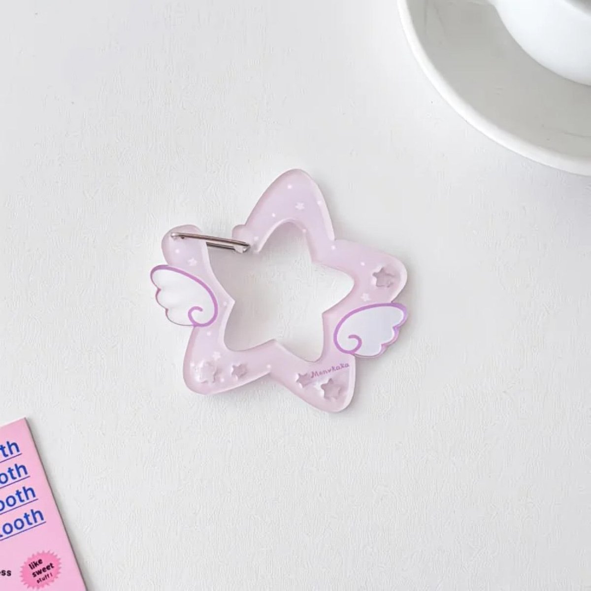 Chic Acrylic Star Angel Keychain Carabiner Kpop Wing