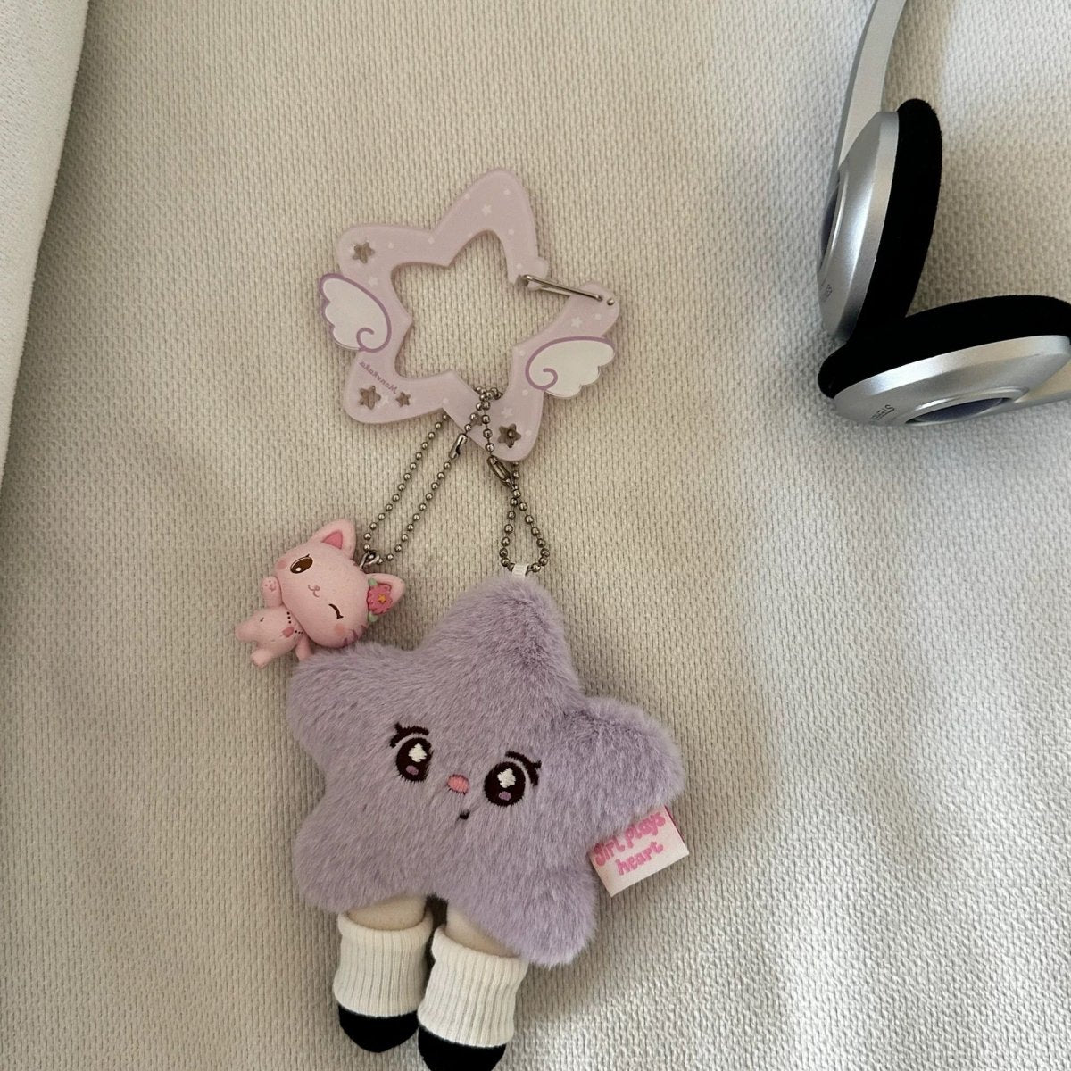 Chic Acrylic Star Angel Keychain Carabiner Kpop Wing