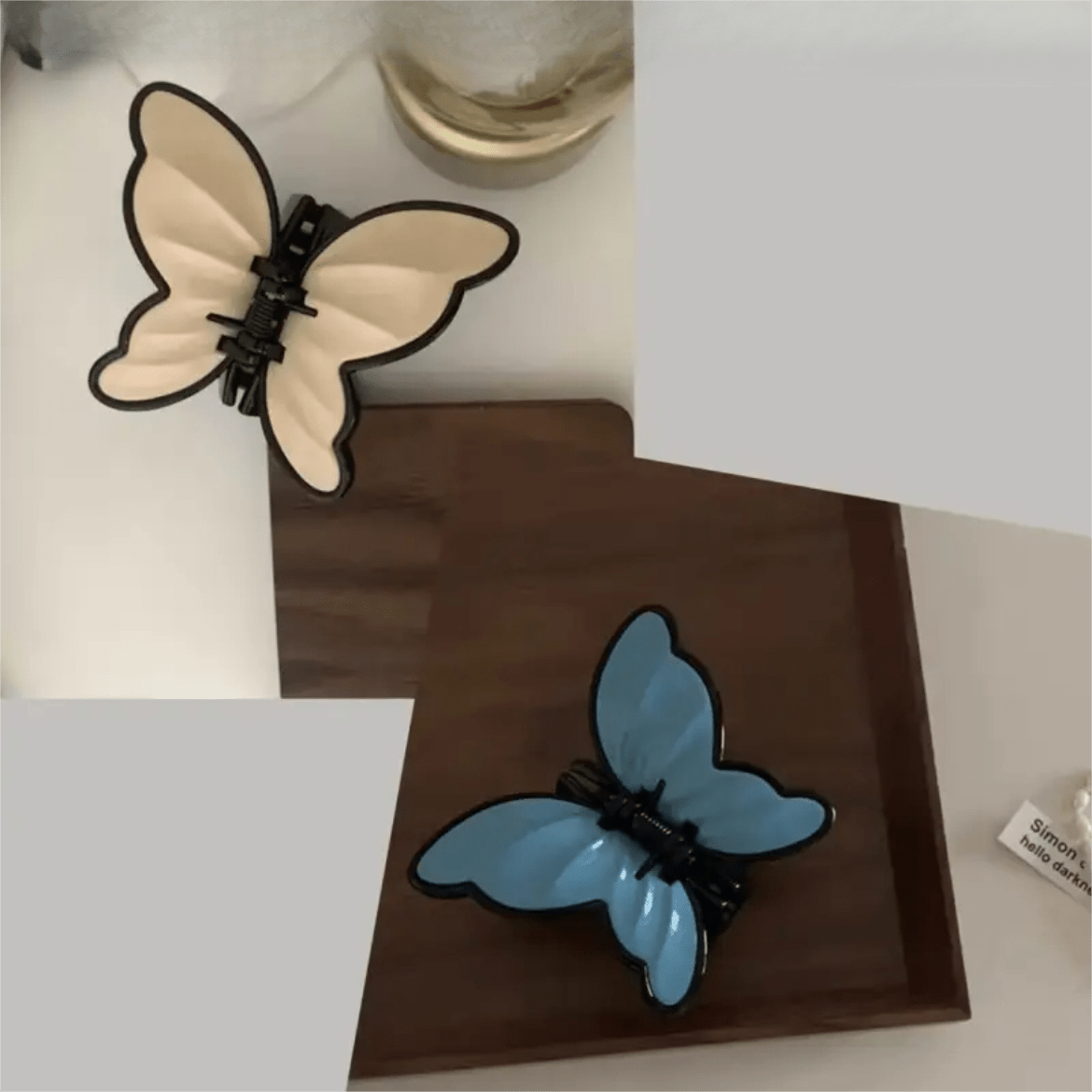 Vintage Textured Butterfly Hair Claw Clip