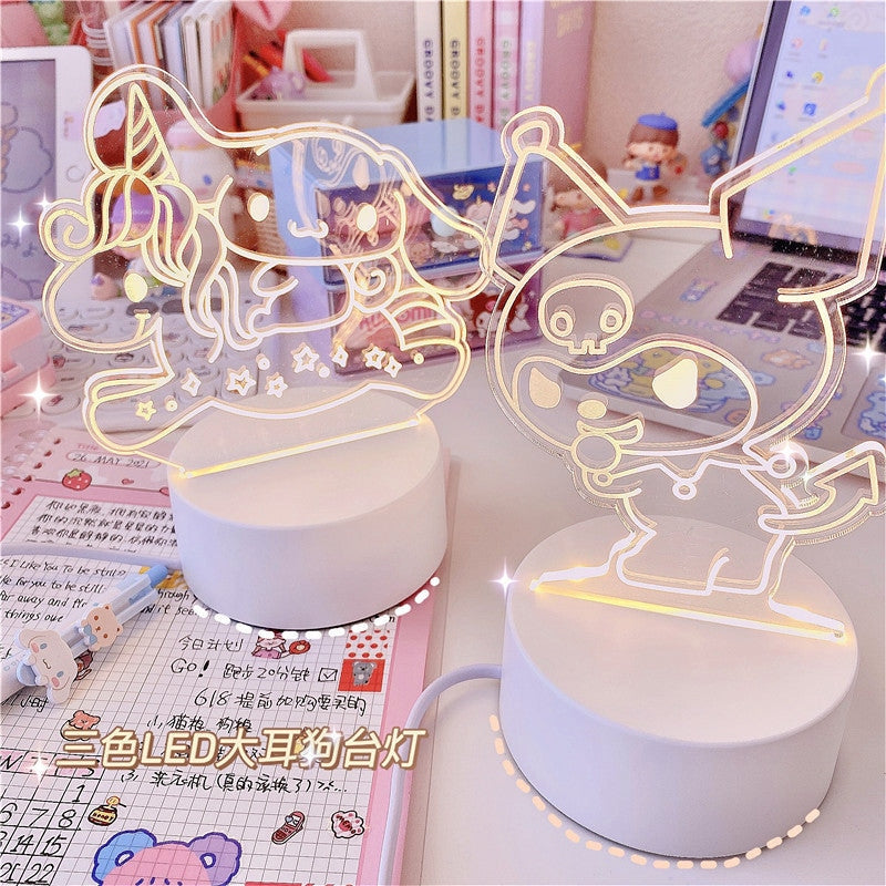 Cinna & Kuromi LED Lights - cinnamoroll, fairy kei, kawaii, kuromi, lamp