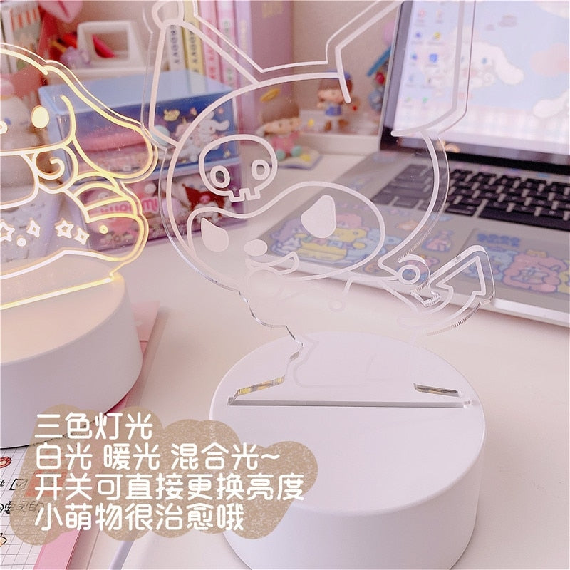 Cinna & Kuromi LED Lights - cinnamoroll, fairy kei, kawaii, kuromi, lamp