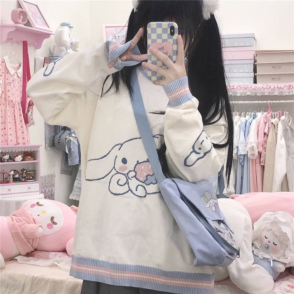 Cinnamoroll knit hoodie - cinnamoroll - cute - fairy kei - hooded - hoodies