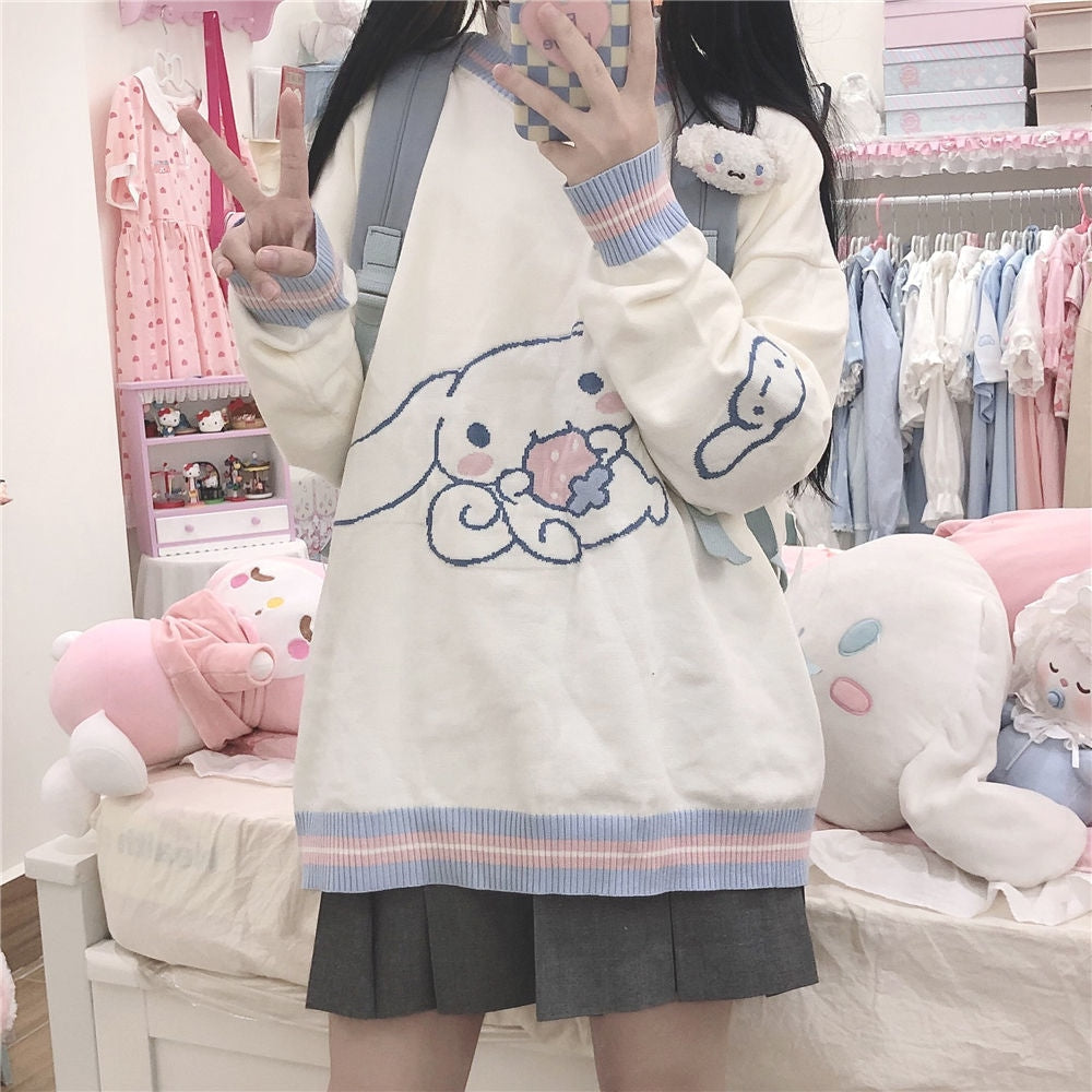 Cinnamoroll knit hoodie - cinnamoroll - cute - fairy kei - hooded - hoodies