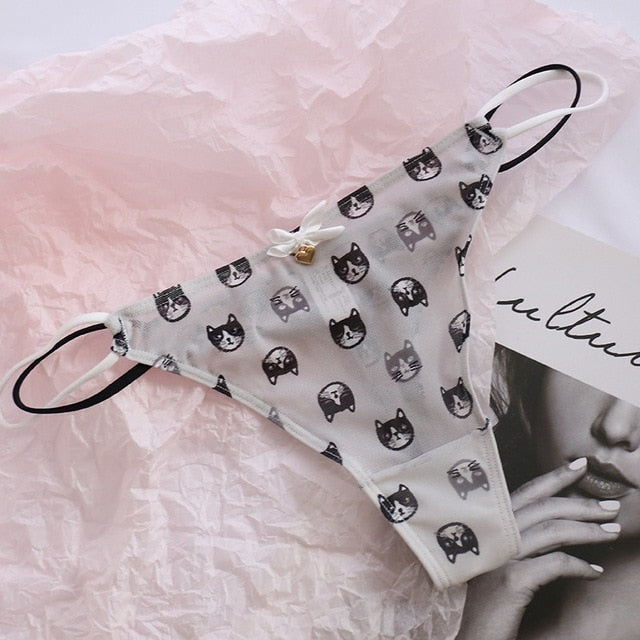 Classic Mesh Thongs - cat undies, panties, panty, thong, thong underwear Kawaii Babe