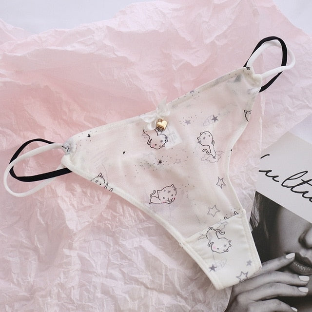 Classic Mesh Thongs - cat undies, panties, panty, thong, thong underwear Kawaii Babe