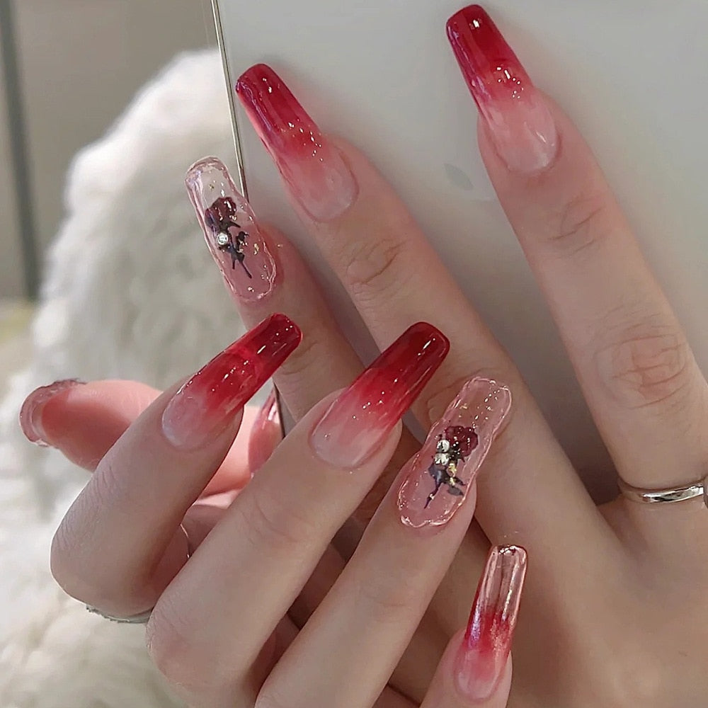 Clear glittery press on nails - beauty - fake nails - kawaii - press