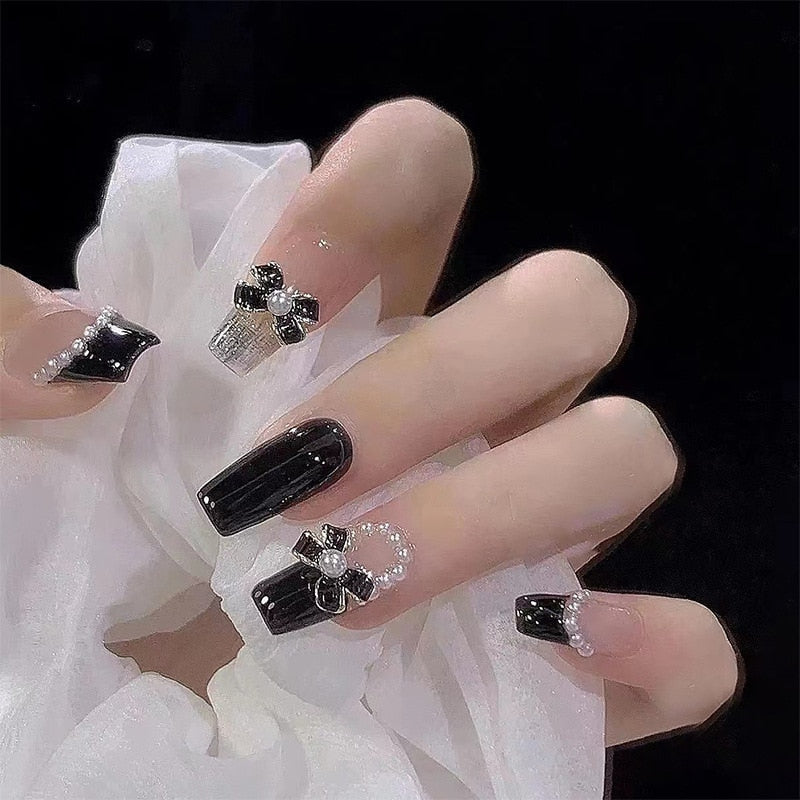 Clear glittery press on nails - beauty - fake nails - kawaii - press