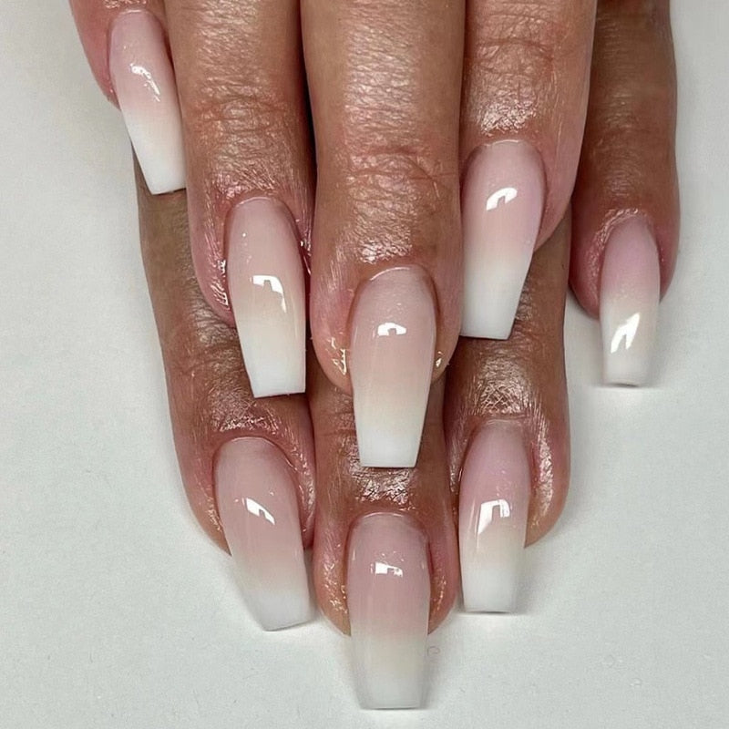 Clear neutral tone press on nails - beauty - fake nails - kawaii - ombre