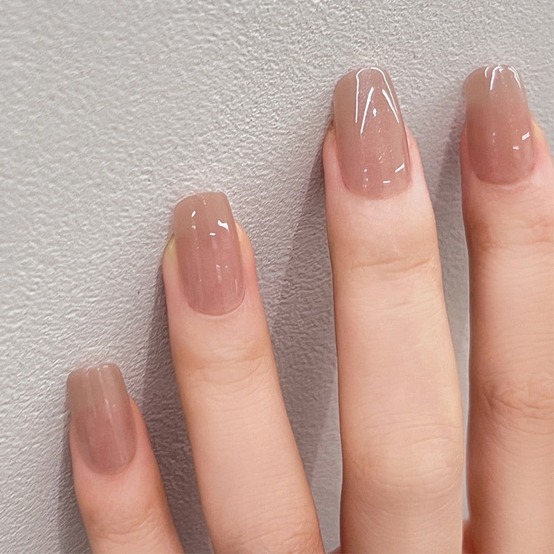 Clear neutral tone press on nails - beauty - fake nails - kawaii - ombre