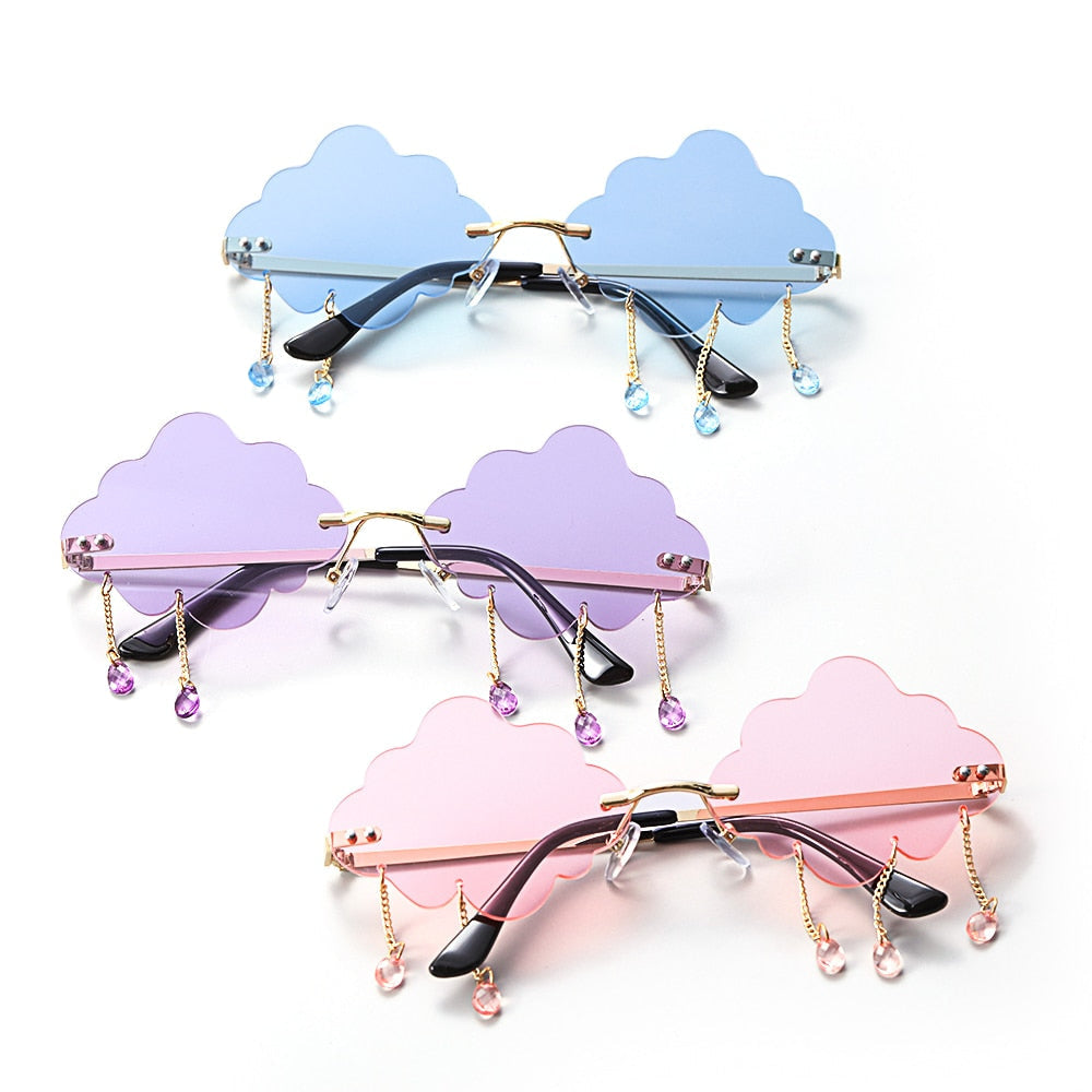 Cloudy skies sunglasses - glasses - jeweled - kawaii - sunglasses