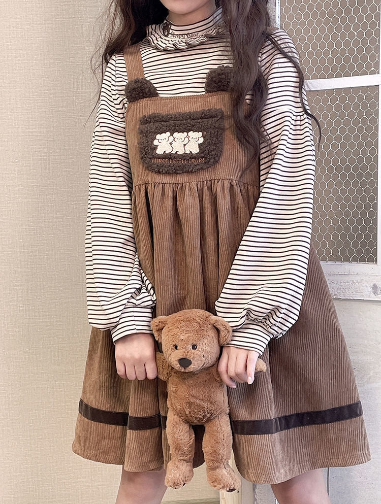Corduroy teddy overall dress - brown dress - cord - cords - corduroy - cute