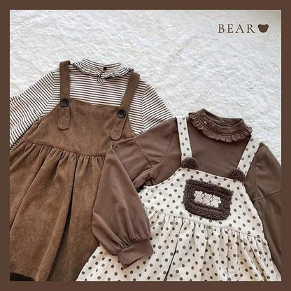 Corduroy teddy overall dress - brown dress - cord - cords - corduroy - cute