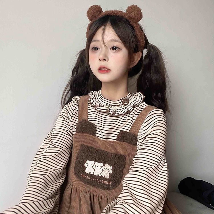 Corduroy teddy overall dress - brown dress - cord - cords - corduroy - cute
