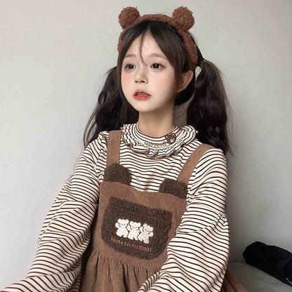 Corduroy teddy overall dress - brown dress - cord - cords - corduroy - cute