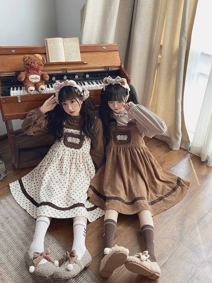 Corduroy teddy overall dress - brown dress - cord - cords - corduroy - cute