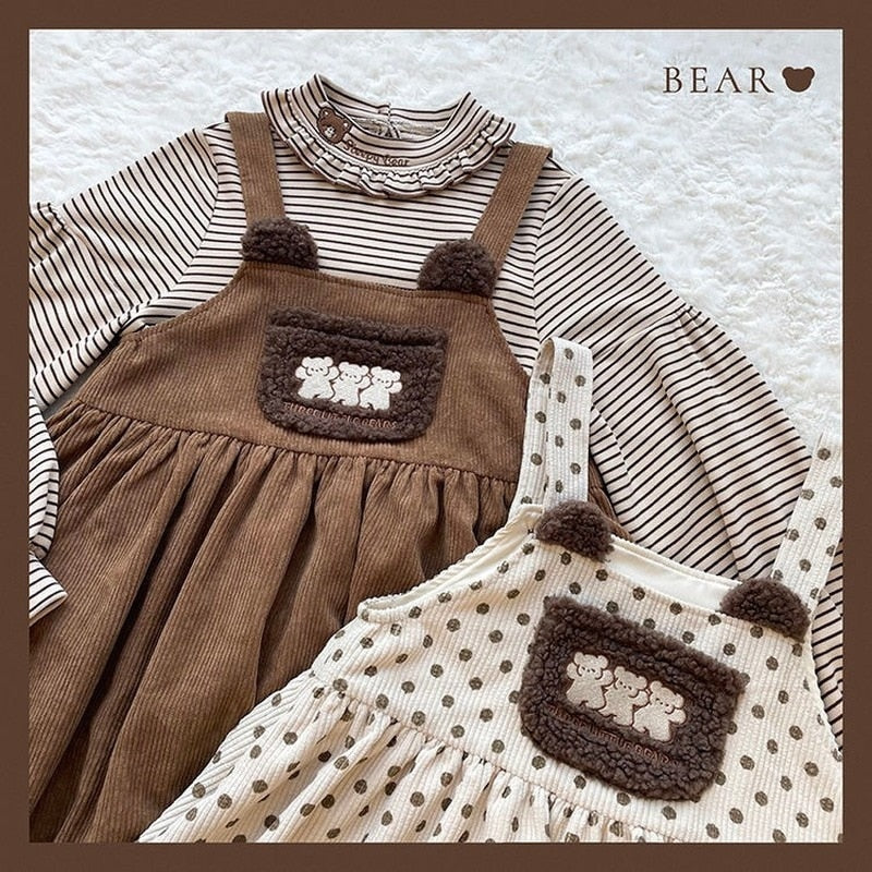 Corduroy teddy overall dress - brown dress - cord - cords - corduroy - cute