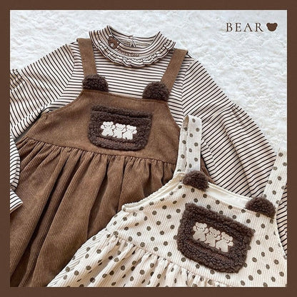 Corduroy teddy overall dress - brown dress - cord - cords - corduroy - cute