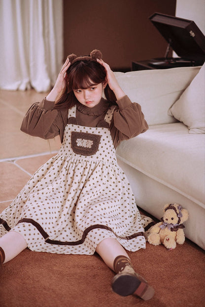Corduroy teddy overall dress - brown dress - cord - cords - corduroy - cute