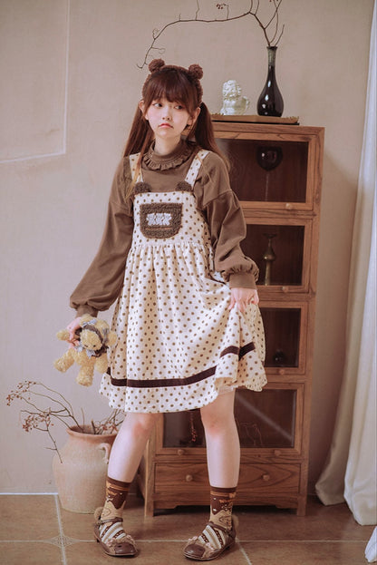 Corduroy teddy overall dress - brown dress - cord - cords - corduroy - cute
