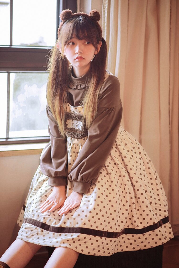 Corduroy teddy overall dress - brown dress - cord - cords - corduroy - cute