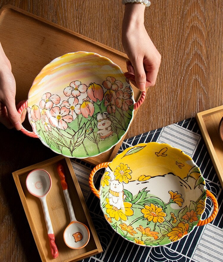 Cozy autumn fields ceramic bowls - bowl - bowls - dinner set - dinnerware - dish