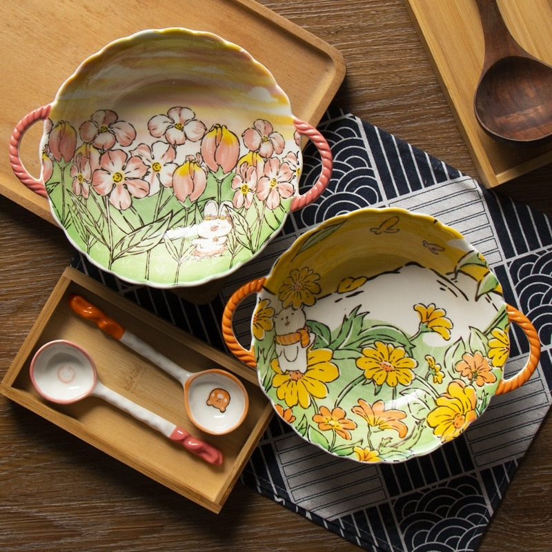 Cozy autumn fields ceramic bowls - bowl - bowls - dinner set - dinnerware - dish